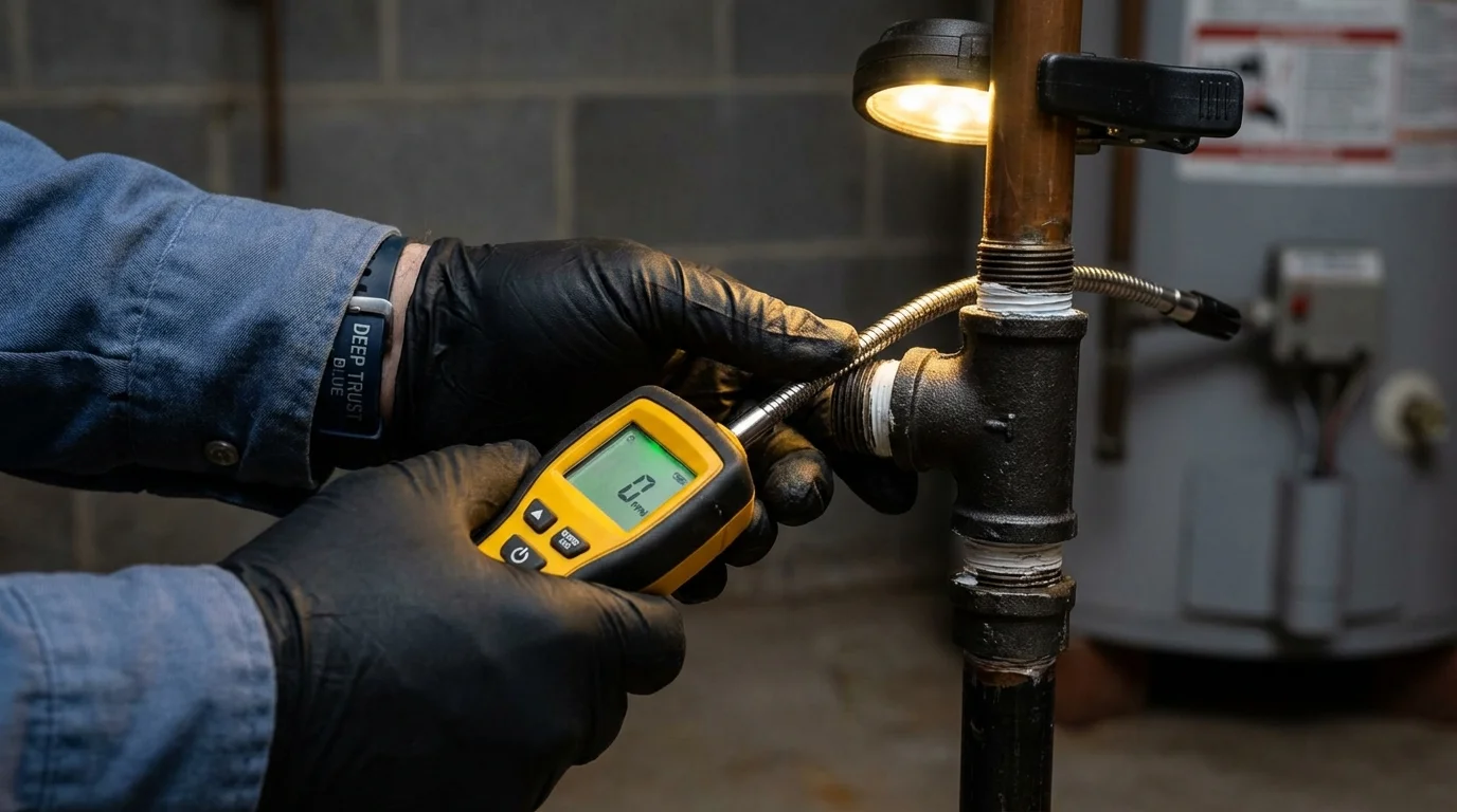 Gas leak detection with electronic sniffer by Johns Plumbing LLC in Howard